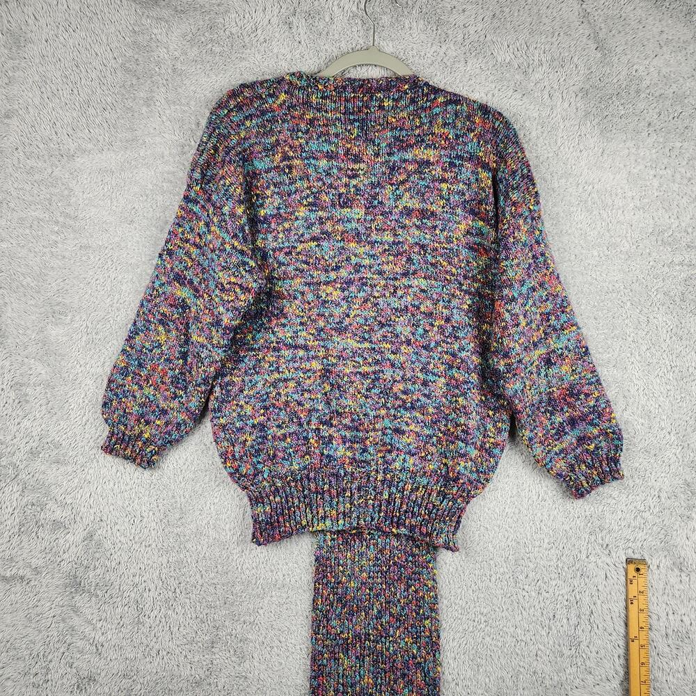 Vintage Leoniak Sweater Womens Small Multicolor Glitter Chunky Knit Tunic Boho